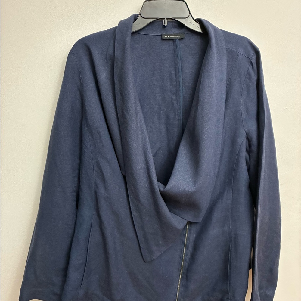 H by Halston Deep Blue Drape Cardigan